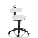 Sgabello girevole TOP WORK FLEX PU bianco con rivestimento in ecopelle e base a croce nera di hjh OFFICE