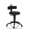 Sgabello girevole TOP WORK FLEX nero con rivestimento in tessuto, schienale e cinque rotelle di hjh OFFICE