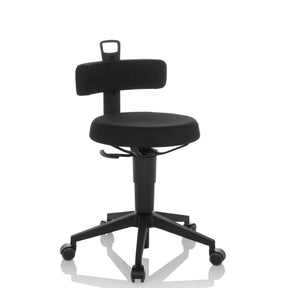 Sgabello girevole TOP WORK FLEX nero con rivestimento in tessuto, schienale e cinque rotelle di hjh OFFICE
