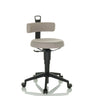 Sgabello girevole TOP WORK FLEX grigio con rivestimento in tessuto, schienale e base a croce nera con ruote di hjh OFFICE