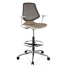 Sedia da banco TOP WORK STYLE beige con schienale in rete e poggiapiedi su ruote di hjh OFFICE