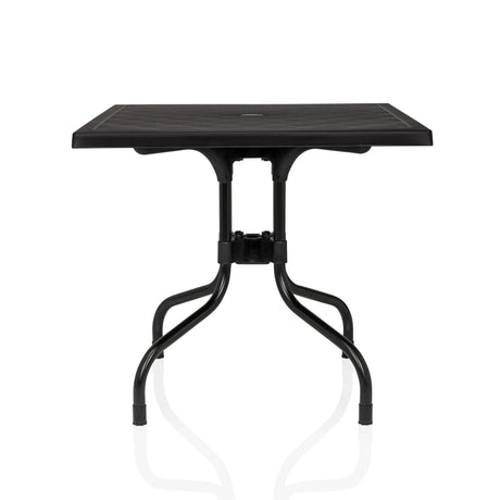 Tavolo pieghevole TRAVANO T1 nero con piano quadrato e struttura curva di hjh LIVING