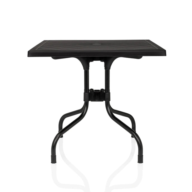 Tavolo pieghevole TRAVANO T1 nero con piano quadrato e struttura curva di hjh LIVING
