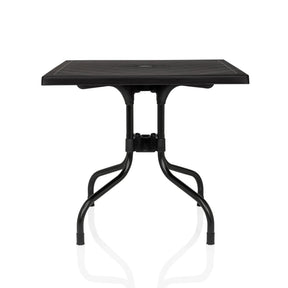 Tavolo pieghevole TRAVANO T1 nero con piano quadrato e struttura curva di hjh LIVING