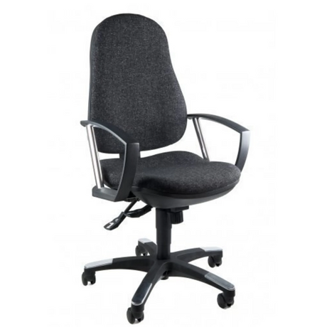 Sedia Home Office TRENDY SY con rivestimento in tessuto antracite e braccioli di Topstar