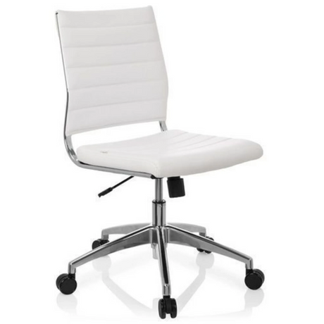 Sedia da ufficio professionale TRISHA con rivestimento bianco e base cromata di hjh OFFICE