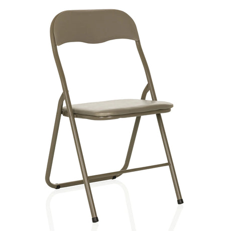 Sedia pieghevole TUDELA BASIC color tortora con rivestimento in PVC e struttura in metallo di hjh OFFICE