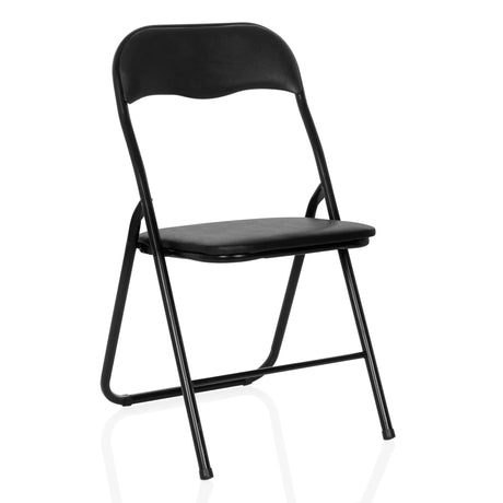 Sedia pieghevole TUDELA BASIC nera con rivestimento in PVC e struttura in metallo di hjh OFFICE
