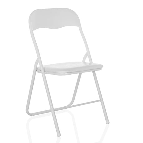 Sedia pieghevole TUDELA BASIC bianca in PVC con semplice schienale e seduta di hjh OFFICE