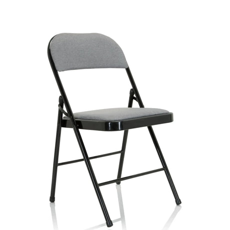 Sedia pieghevole TUDELA II grigio chiaro con rivestimento in tessuto e struttura in metallo nero di hjh OFFICE