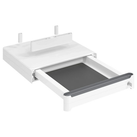 Cassetto sottotop bianco UCBS con inserto per il fondo grigio e funzione soft-stop di hjh OFFICE PRO