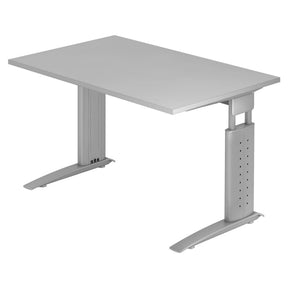 Scrivania regolabile in altezza UNDA 12 S in grigio e argento con struttura a T di hjh OFFICE PRO