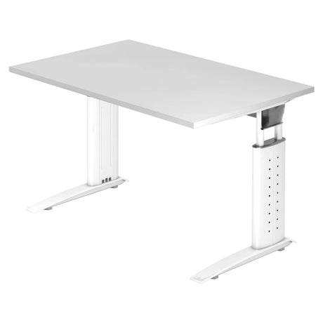 Scrivania regolabile in altezza UNDA 12 W in bianco con piano rettangolare di hjh OFFICE PRO