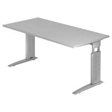 Scrivania regolabile in altezza UNDA 16 S in grigio e argento con piano rettangolare di hjh OFFICE PRO
