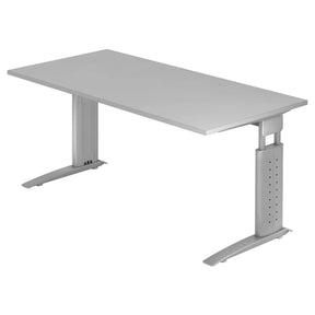 Scrivania regolabile in altezza UNDA 16 S in grigio e argento con piano rettangolare di hjh OFFICE PRO
