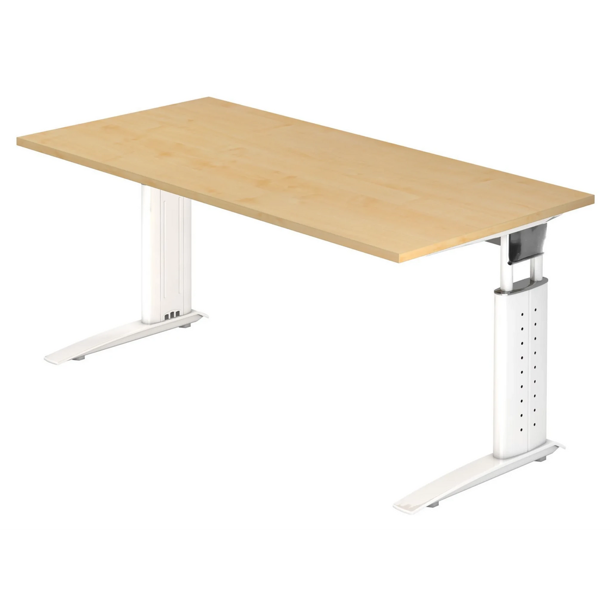 Scrivania regolabile in altezza UNDA 16 W in acero e bianco con struttura a T di hjh OFFICE PRO