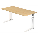 Scrivania regolabile in altezza UNDA 16 W in acero e bianco con struttura a T di hjh OFFICE PRO