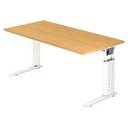 Scrivania regolabile in altezza UNDA 16 W in faggio e bianco con struttura a T di hjh OFFICE PRO