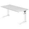 Scrivania regolabile in altezza UNDA 16 W in bianco con piano rettangolare di hjh OFFICE PRO
