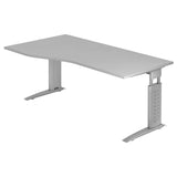 Scrivania regolabile in altezza UNDA 18 S in grigio e argento con piano curvo di hjh OFFICE PRO
