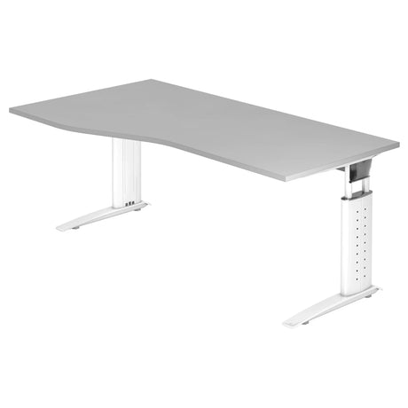 Scrivania regolabile in altezza UNDA 18 W in grigio e bianco con piano curvo di hjh OFFICE PRO