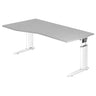 Scrivania regolabile in altezza UNDA 18 W in grigio e bianco con piano curvo di hjh OFFICE PRO