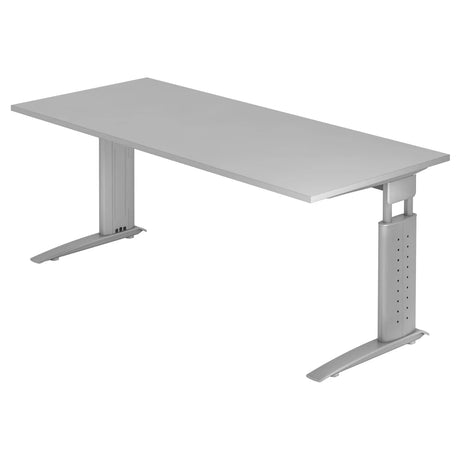 Scrivania regolabile in altezza UNDA 19 S in grigio e argento con un ampio piano di lavoro di hjh OFFICE PRO