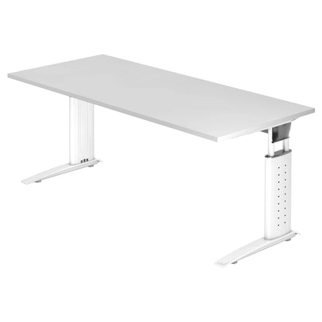 Scrivania regolabile in altezza UNDA 19 W in bianco con piano rettangolare di hjh OFFICE PRO