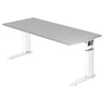 Scrivania regolabile in altezza UNDA 19 W con piano grigio e struttura bianca di hjh OFFICE PRO