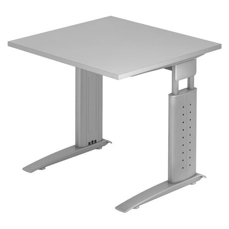 Scrivania regolabile in altezza UNDA 8 S in grigio e argento con piano quadrato di hjh OFFICE PRO