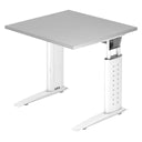 Scrivania regolabile in altezza UNDA 8 W con piano grigio e struttura bianca di hjh OFFICE PRO