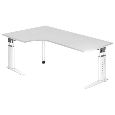 Scrivania a L regolabile in altezza UNDA 82 W in bianco con piano curvo di hjh OFFICE PRO