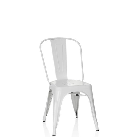 Sedia bistro VANTAGGIO BRUSH in metallo bianca con schienale rotondo di hjh OFFICE