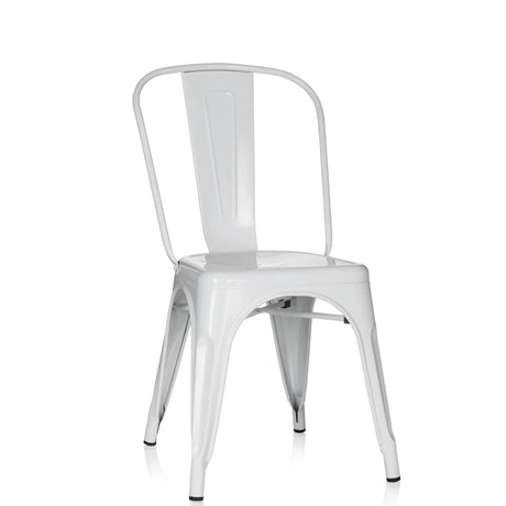 Sedia bistro VANTAGGIO COMFORT bianca in metallo con bordi arrotondati dello schienale di hjh OFFICE