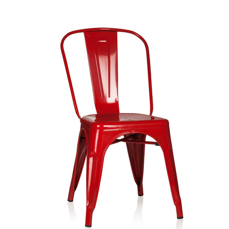 Sedia bistro rossa VANTAGGIO COMFORT in metallo con superficie lucida e schienale curvo di hjh OFFICE