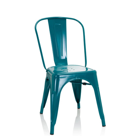 Sedia bistro VANTAGGIO COMFORT in metallo color blu petrolio con schienale curvo di hjh OFFICE