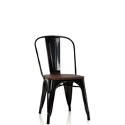 Sedia bistro nera VANTAGGIO COMFORT W con seduta in legno scuro e struttura in metallo di hjh OFFICE