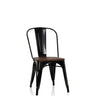Sedia bistro nera VANTAGGIO COMFORT W con seduta in legno scuro e struttura in metallo di hjh OFFICE