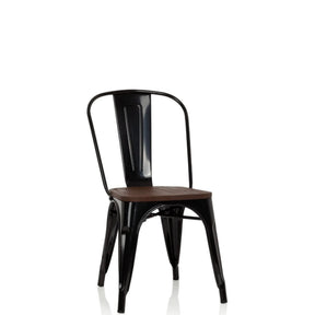 Sedia bistro nera VANTAGGIO COMFORT W con seduta in legno scuro e struttura in metallo di hjh OFFICE