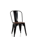 Sedia bistro nera VANTAGGIO COMFORT W con seduta in legno scuro e struttura in metallo di hjh OFFICE