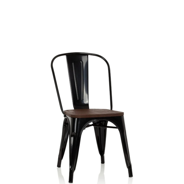 Sedia bistro nera VANTAGGIO COMFORT W con seduta in legno scuro e struttura in metallo di hjh OFFICE