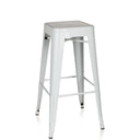 Sgabello da bar VANTAGGIO HIGH bianco in metallo con quattro gambe e poggiapiedi di hjh OFFICE