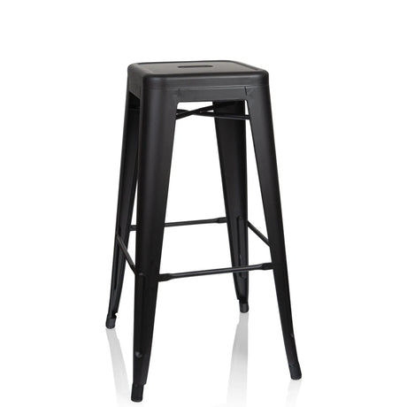 Sgabello da bar VANTAGGIO HIGH nero in design opaco con quattro gambe e poggiapiedi di hjh OFFICE