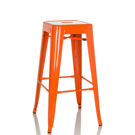 Sgabello da bar VANTAGGIO HIGH arancione in metallo con seduta quadrata di hjh OFFICE