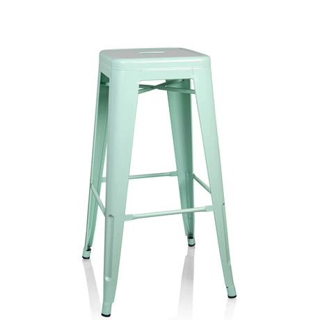 Sgabello da bar VANTAGGIO HIGH verde pastello dall'aspetto opaco con quattro gambe e poggiapiedi di hjh OFFICE