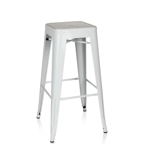 Sgabello da bar VANTAGGIO HIGH bianco in metallo con quattro gambe e poggiapiedi di hjh OFFICE