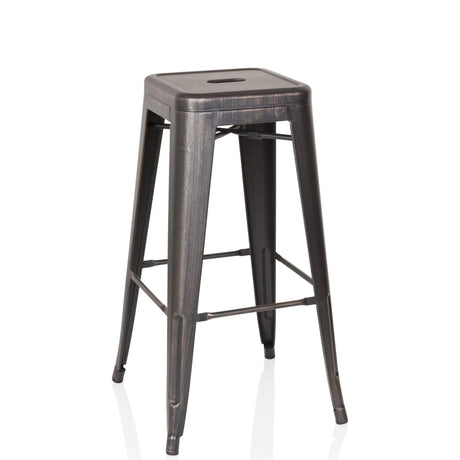 Sgabello da bar VANTAGGIO HIGH in metallo nero e oro con seduta quadrata di hjh OFFICE