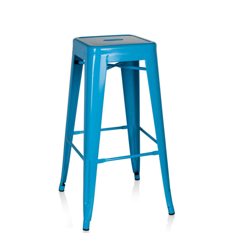 Sgabello da bar VANTAGGIO HIGH in metallo azzurro con quattro gambe e poggiapiedi di hjh OFFICE