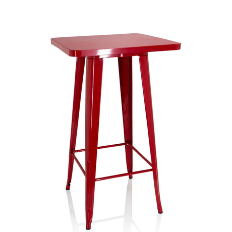 Tavolo da bar rosso VANTAGGIO HIGH T con piano quadrato e quattro gambe di hjh OFFICE