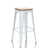 Sgabello da bar VANTAGGIO HIGH WS bianco con seduta quadrata in legno e struttura in metallo di hjh OFFICE